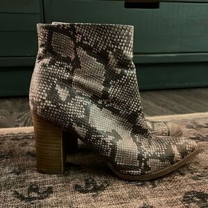 Gray Faux Snake Skin Heeled Boots